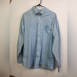 Cinch Blue Geometric Long Sleeve, Classic Pro Rodeo Embrioded, Medium